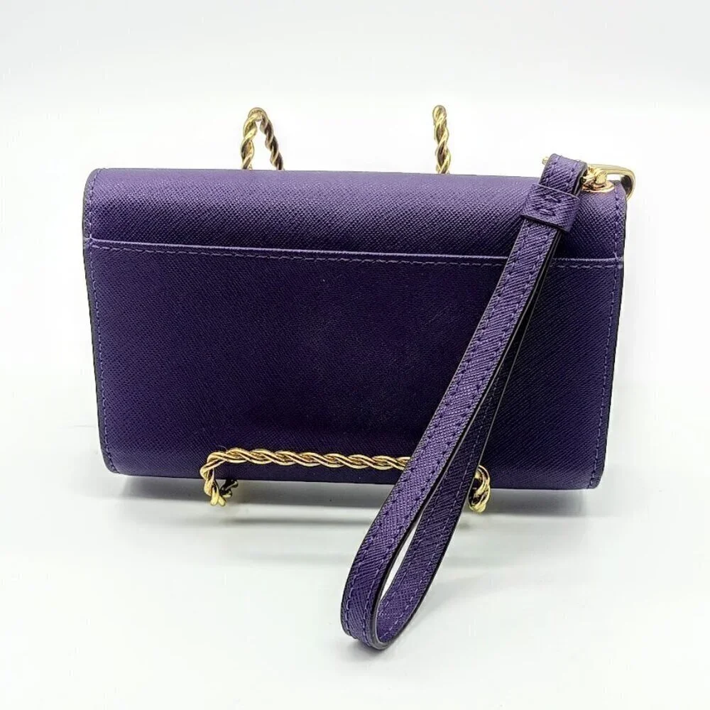 Henri Bendel Purple Saffiano Leather Wallet Wristlet Clutch NWOT
